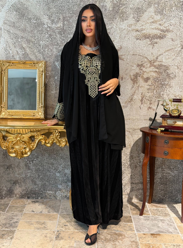 Black Velvet mukhawar with scarf