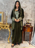 Olive Velvet mukhawar with scarf