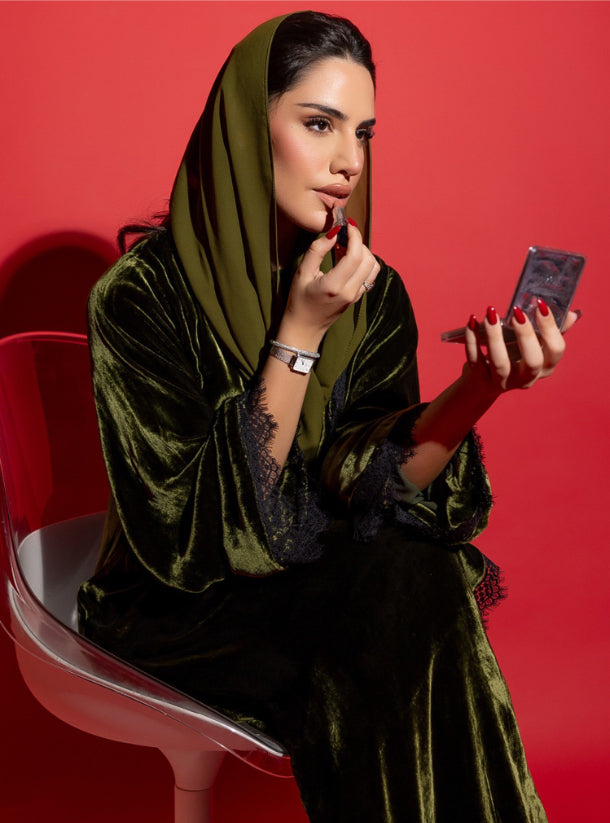 Olive abaya with headscarf