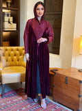 Maroon velvet abaya with Scarf