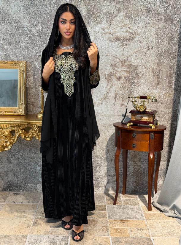 Black Velvet mukhawar with scarf